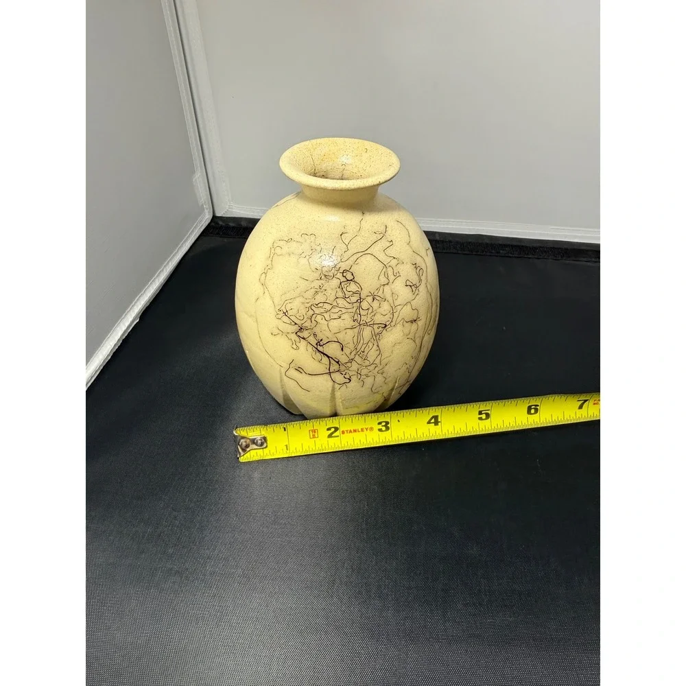 Vintage Horsehair‎ Vase pottery Navajo abstract Handmade Art Turn & Burn 5.5